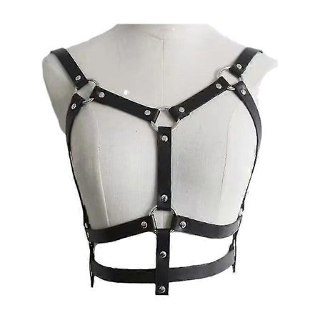 2 stk. Kvinders Bandeau BH Ærmeløs BH Læder Top Punk Justerbar Gothic Talje Binding