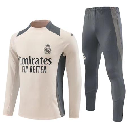 2425 Real Madrid Fotballtreningsdrakt Lang Ermet Hjemmedrakt Voksen & Barn Sett (Spillerversjon) apricot L