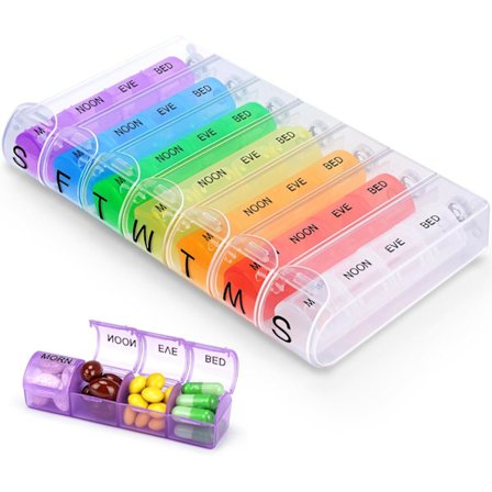 Ugentlig pilleæske, lille 7 dages ugentlig medicinpilleæske med 28 rum