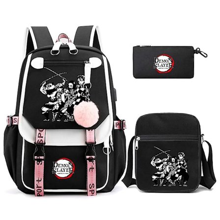 3Pcs Kamado Nezuko Demon Slayer Rygsække Sæt til Piger Anime Skole Taske Teenager Student Canvas Laptop Rygsæk Kvinder Rygsæk
