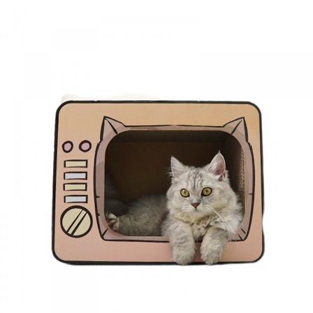 TV-kattreppa i kartong, kattklösbräda, slitstarka bräddynor förhindrar möbelskador