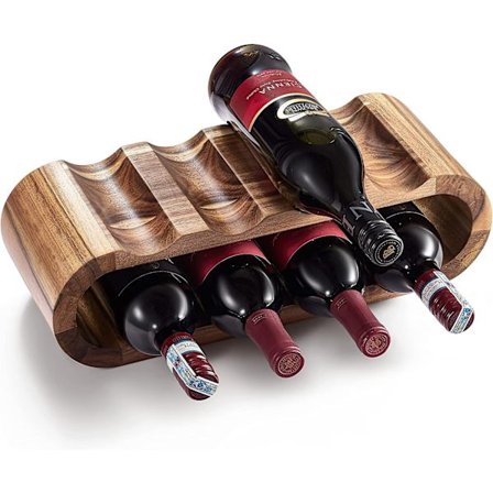 Fritstående vinstativ i akacietræ, opbevaring til 8 vinflasker, vinstativ, perfekt til boligindretning og vingave