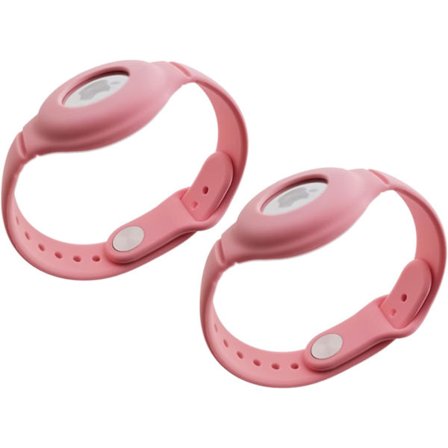 AirTag Anti-Tabt Lille Håndledssikkerhedslås Armbånd Etui, Blødt Silikone Armbånd Etui til AirTag GPS Tracker (Håndled 6,3 " - 7,3 ") - Pink, 2-pak
