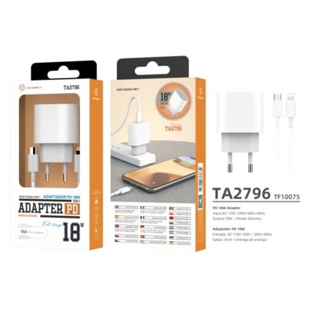 Presterande Adapter med Snabbladdning + 1m Kabel Lightning iPhone