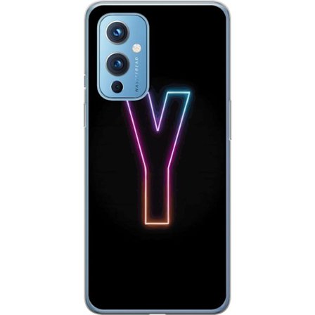Kompatibel Mobilcover til OnePlus OnePlus 9 Minimalistisk neonbogstav Y i farveskiftende lys mod sort baggrund