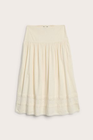 Kappahl | Puuvillahame pitsisomisteilla Luonnonvalkoinen XL | Luonnonvalkoinen