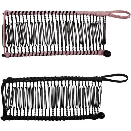 2 stk Vintage Banan Hårspænder (Sort/Pink) Elastisk hårtilbehør