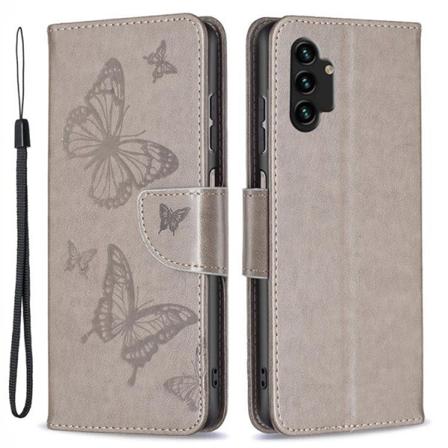 Butterfly Imprinted Plånboksfodral Galaxy A13 4g - Grå