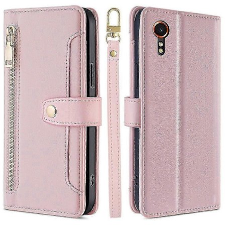 Samsung Galaxy Xcover7 Lompakkokotelo Iskunkestävä Nahkainen Puhelinkotelo 2 Hihnalla