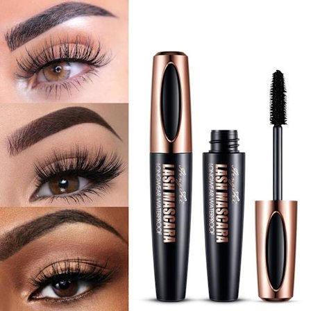 2 stk. 4d Silk Fiber Eyelash Mascara Sort, langtidsholdbar, blød Mascara Børste