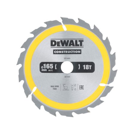 Dewalt DT1933-QZ Sirkelsagklinge 165 x 20 mm, 18T, Maskintilbehør & forbruk