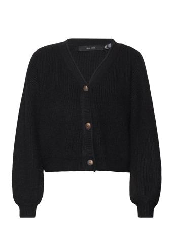 Vmyvonne Ls V-Neck Rolledge Cardi Ga Bf Black Vero Moda