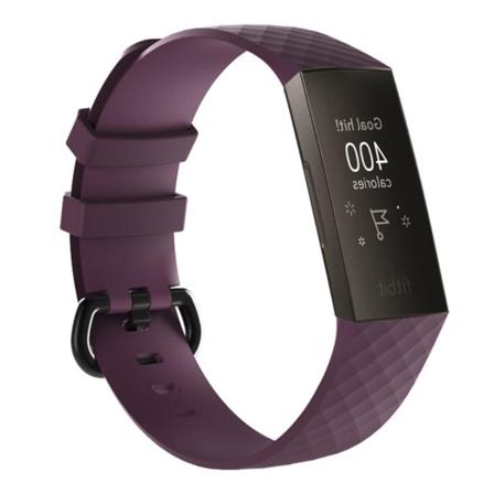 Fitbit Charge 3 erstatnings urrem i silikone med geometrisk mønster - Lilla Purple