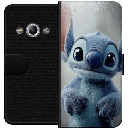 Kompatibel Tegnebogsetui til Samsung Galaxy Xcover 3 Stitch mod vindue i regn realistisk sød blå karakter hyggeligt regnfuldt vindue bedårende blø