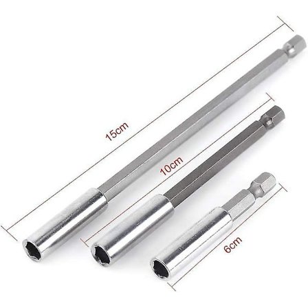 3 stk. 1/4 tommer magnetisk bitholder skruetrækker forlænger sekskant skaft 60mm 100mm 150mm skruetrækker bit forlænger Scrollsqy