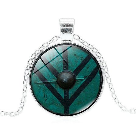 Nyankommet Vikingehalskæde Lagerthas Skjold Vedhæng Smykke Gotisk Glas Cabochon Halskæde Vedhæng Amulett Gave
