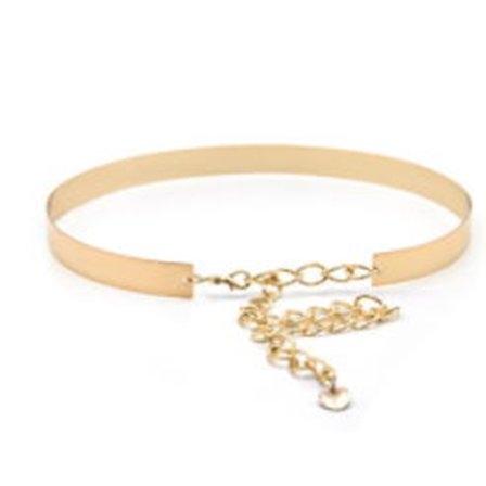 Kvinner full metall midjekjede speil bred gull sølvplate midje