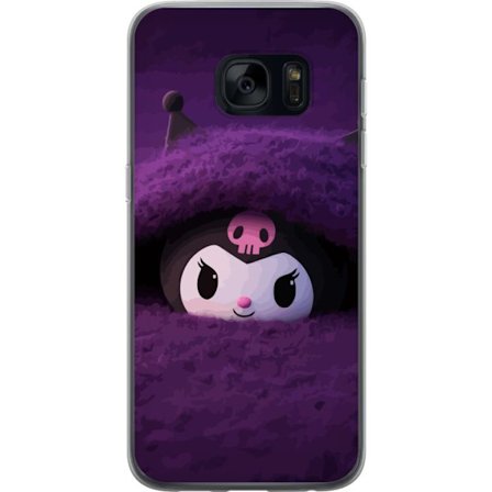 Kompatibelt Mobildeksel til Samsung Galaxy S7 Kuromi i et lilla fluffete miljø med en mystisk kawaii-design.