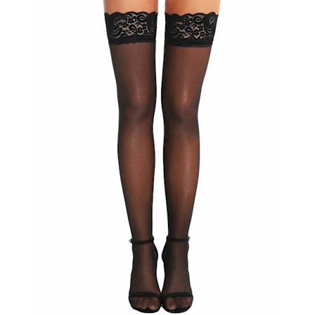 Kvinder Anti-skid Silikonelace Silke Lårhøje Strømper