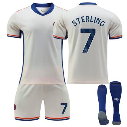Chelsea Hemma Barnfotbollströja 2024-2025 - Bortamatch - Storlek 7 - Strumpor L No. 7 - Socks L