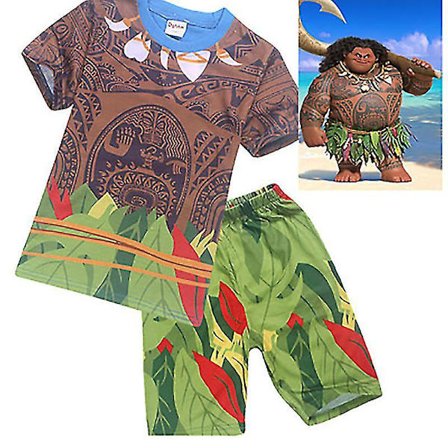 Barn Pojkar Moana Maui Kortärmad T-shirt+shorts Outfit Pyjamas Kostym Tmall