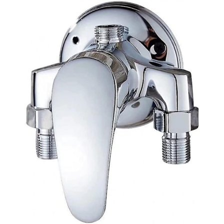 Dusjbatteri med blandebatteri for baderom, veggmontert, messing, ettgreps dusjbatteri for baderom, kaldt og varmt vann, krom