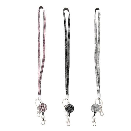 3-pak 32 tommer All Around Bling Crystal Læder Halsrem Snore med Tilbagetrækkelig Badgeholder til I