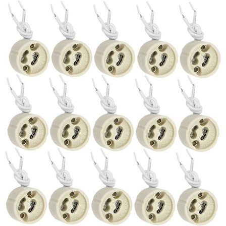 20 Stk. GU10 Lampeholder GU10 Sokkel Keramisk Base 2A 250V med 9cm Silikone Kabel Pære Sokkel Konnektor Adapter til LED og Halogen