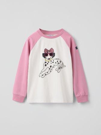 Pitkähihainen t-paita dalmatialainen Polarn O. Pyret 98 lastenvaatteet pink
