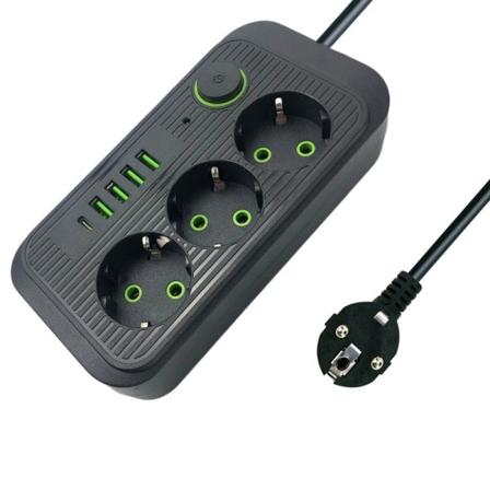 El Uttag Med 3 USB Ladda För Telefoner 1,8M Förlängningssladd Uttag