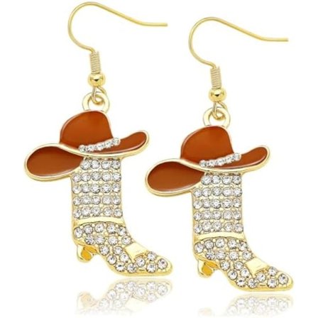 Rhinestone Western Støvler Øreringe Cowgirl Cowboy Emalje Hat Boheme Rodeo Støvle Drop Dingle Øreringe til Kvinder