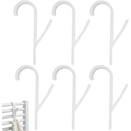 Vit - Set med 6 badrumskrokar, handdukshållare, handduksställ, radiatorhake, plast, handduksvärmare, flexibel handdukshållare, för badrum och kök