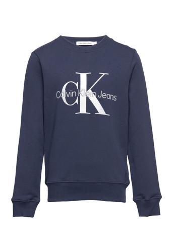 Monogram Logo Sweatshirt Sweatshirt Trøje Blå Calvin Klein
