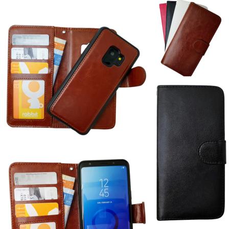 Nahkainen lompakko Samsung Galaxy S9 - ylellinen nahkakotelo! Svart