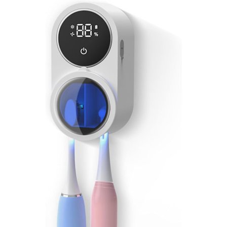 ING Tandbørsteholder med sæbedispenser - Automatisk roterende ventilator - Vægmonteret smart home-enhed - Hvid