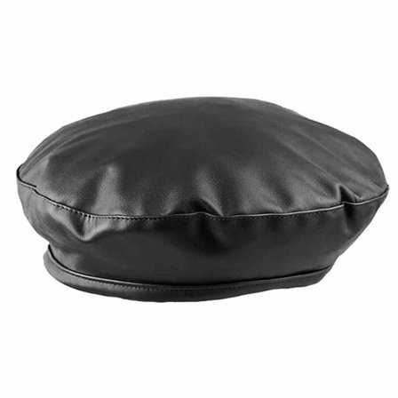 Dame baskerhat PU-læder basker sort basker kunstnerbasker hue
