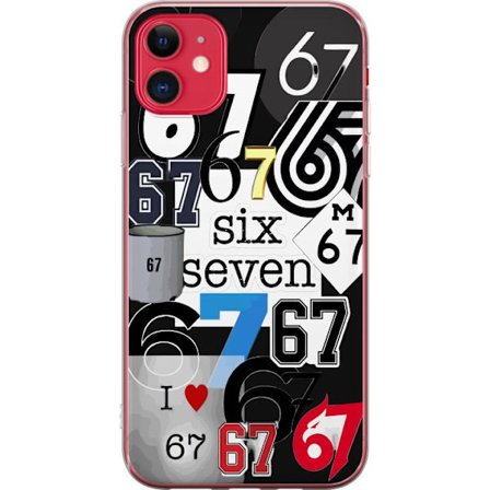 Yhteensopiva Puhelinkuori Apple iPhone 11 67 meme kuusi seitsemän trendi kollaasi viraali internet meemi 6-7 graafinen moderni esteettisyys