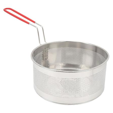 304 ruostumattomasta teräksestä valmistettu uppopaistokori kahvalla ranskalaisille perunoille, sipulirenkaille, kanalle, pastalle - suuri 19,8 cm