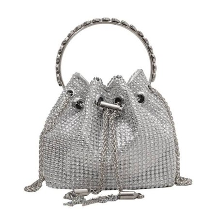Rhinestone Evening Bag Sparkly Diamond Silver Clutch Handväskor