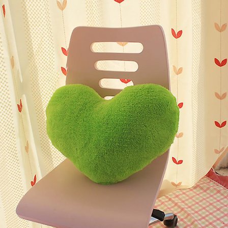 Hjerteformet Pude Plys Farveblokeret Rosa Grøn Rød Gul Kærlighedspude Sofa Dekoration Pude 46*32cm