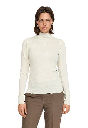 Soft Rebels Srroman Frill Ls Top - Arctic Wolf Melange T-shirts & toppar Dam XS