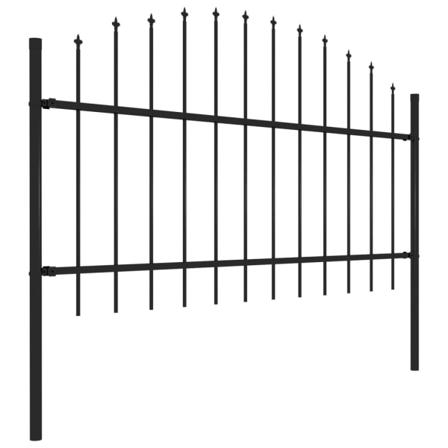 Vidaxl Trädgårdsstaket Med Spjuttopp Stål (1-1,25)x1,7 M Svart Svart