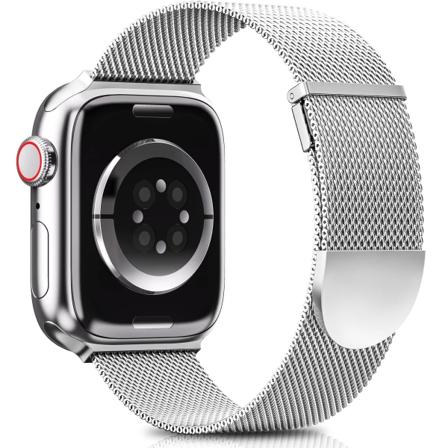 Apple Watch-reimer 41mm 40mm 38mm Kvinner Menn - Dobbel magnetisk justerbar erstatningsreim - Mote metallreim sølv