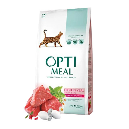 Optimeal - Adult & Senior Healthy Skin & Coat Veal Tørrfôr Til Katt 4 kg - Katt - Kattefôr & kattemat - Tørrfôr for katt - ZOO.no