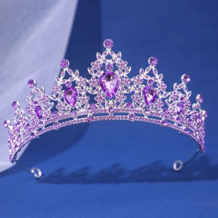 Lyx Elegant AB Crystal Crown Håraccessoarer Tiara För Kvinnor Fest Röd Lila Strass Brudkrona Nytt hår Smycken HG301YQZ