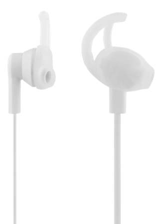 STREETZ stay-in-ear headset, 1-button remote, 3.5mm, microphone, white