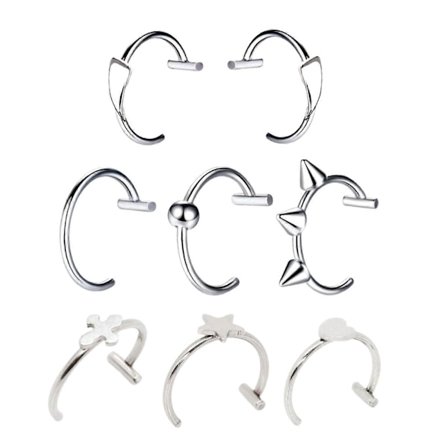 Trendy Clip-on Lepperinger Rustfritt Stål Punk Leppesmykker Mote Opprørssmykker for Gotisk Mote og Maskeradefester Multicolor_Spesialtilbud