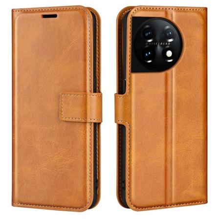 SKALO OnePlus 11 5G Flip Cover m. pung i PU-læder - Lys brun Light brown
