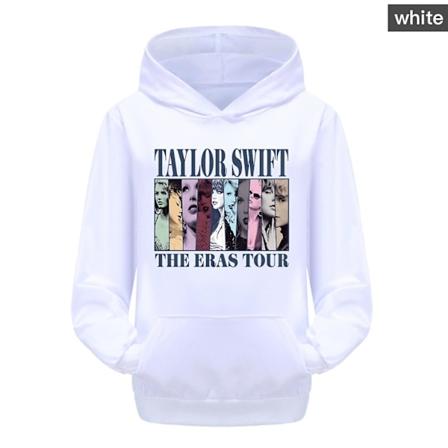 Hettegenser med Taylor Swift The Eras Tour-trykk for barn 3-16 år, jenter og gutter, hvit White 11-12T 150CM