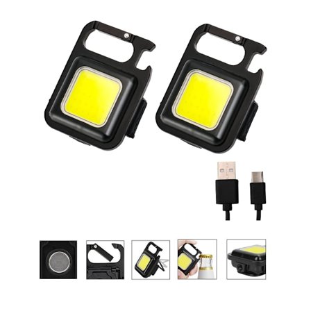 2-pakks multifunksjonell nøkkelringlys, oppladbar nøkkelring min